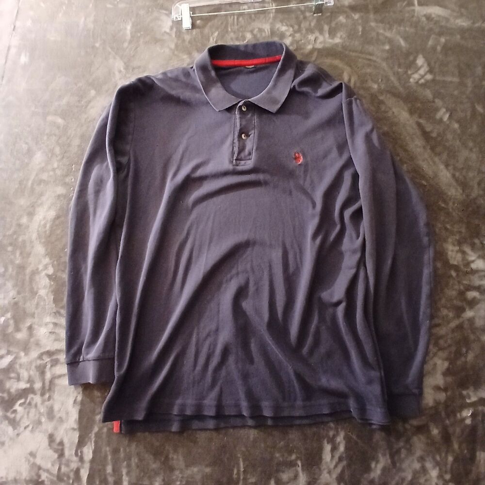 Polo Ralph Lauren Mens Large Long Sleeve Golf Polo Shirt Navy Gray Blue Red Pony